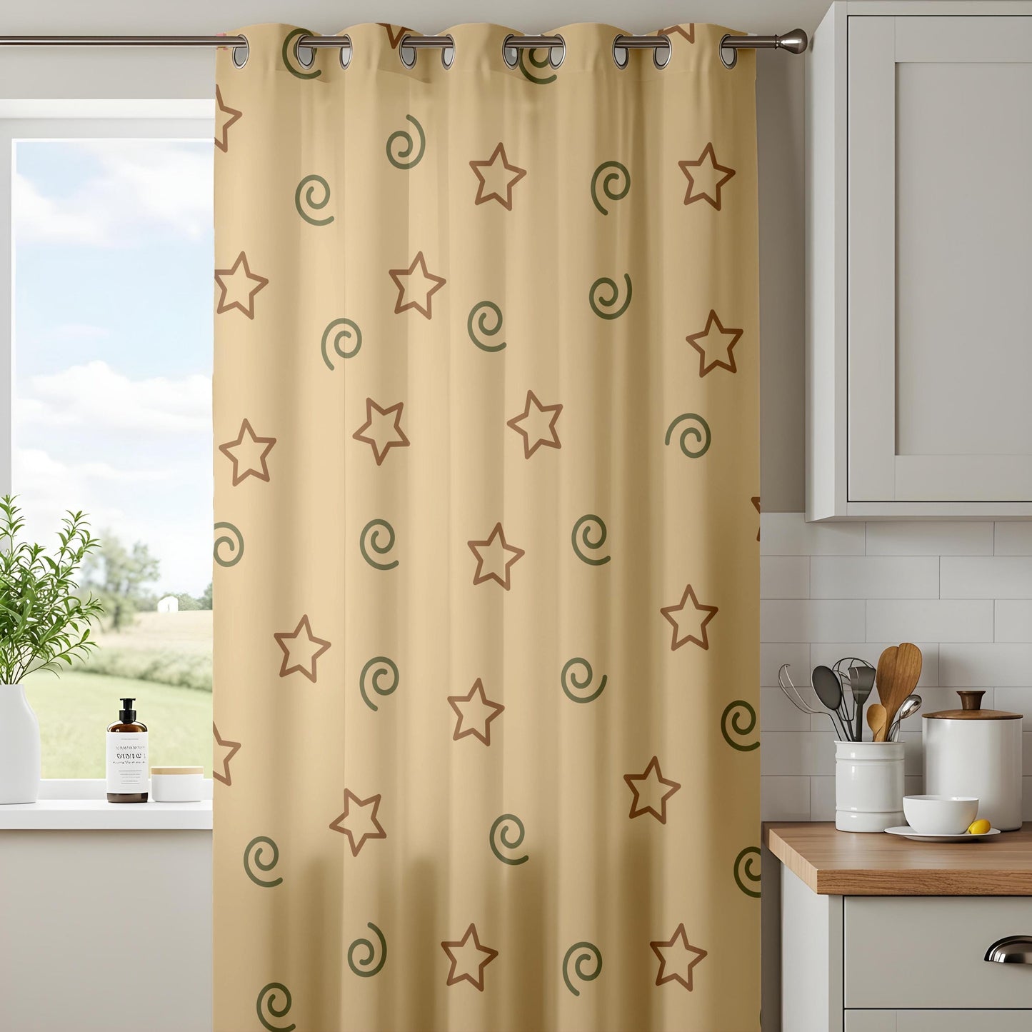 Onay Boho Star Curtains – Whimsical Swirl Pattern Drapes
