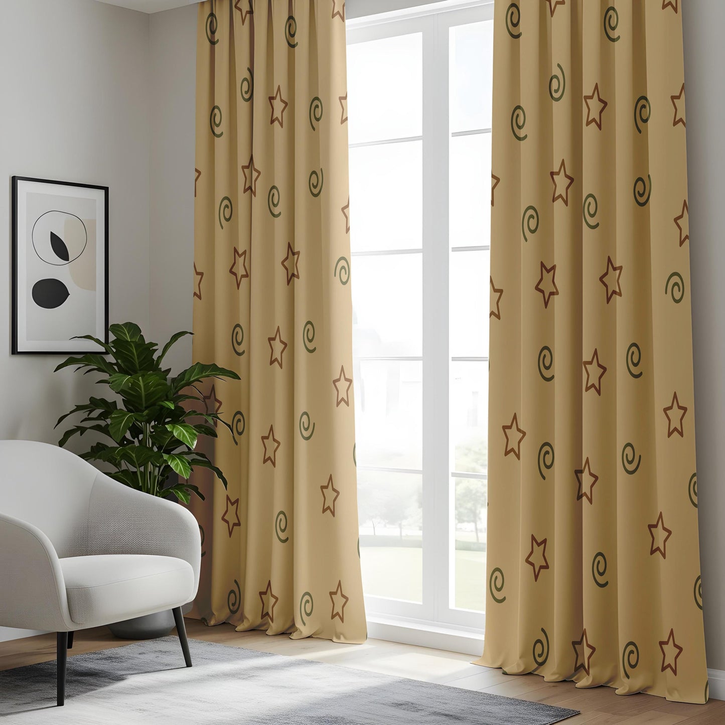 Onay Boho Star Curtains – Whimsical Swirl Pattern Drapes