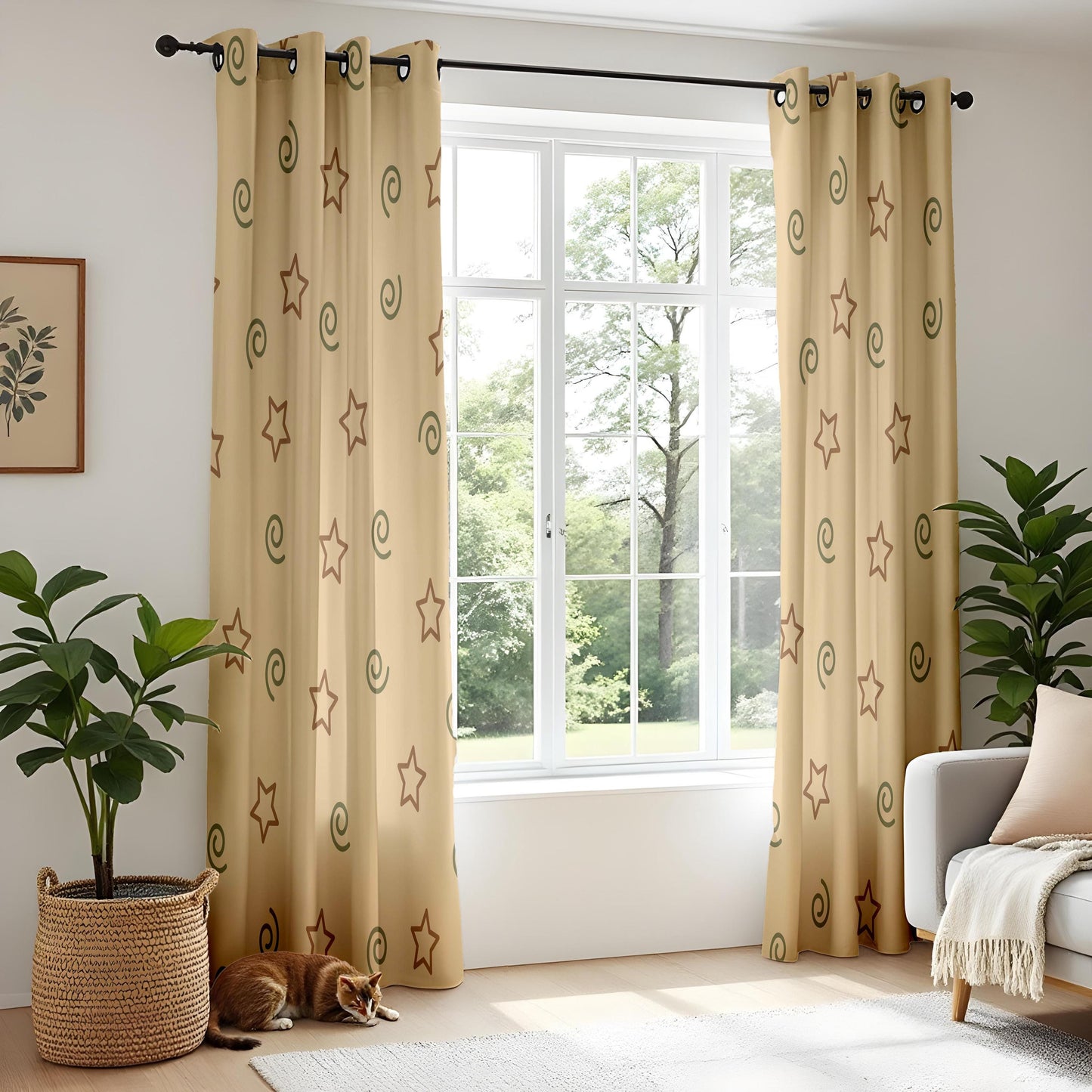 Onay Boho Star Curtains – Whimsical Swirl Pattern Drapes