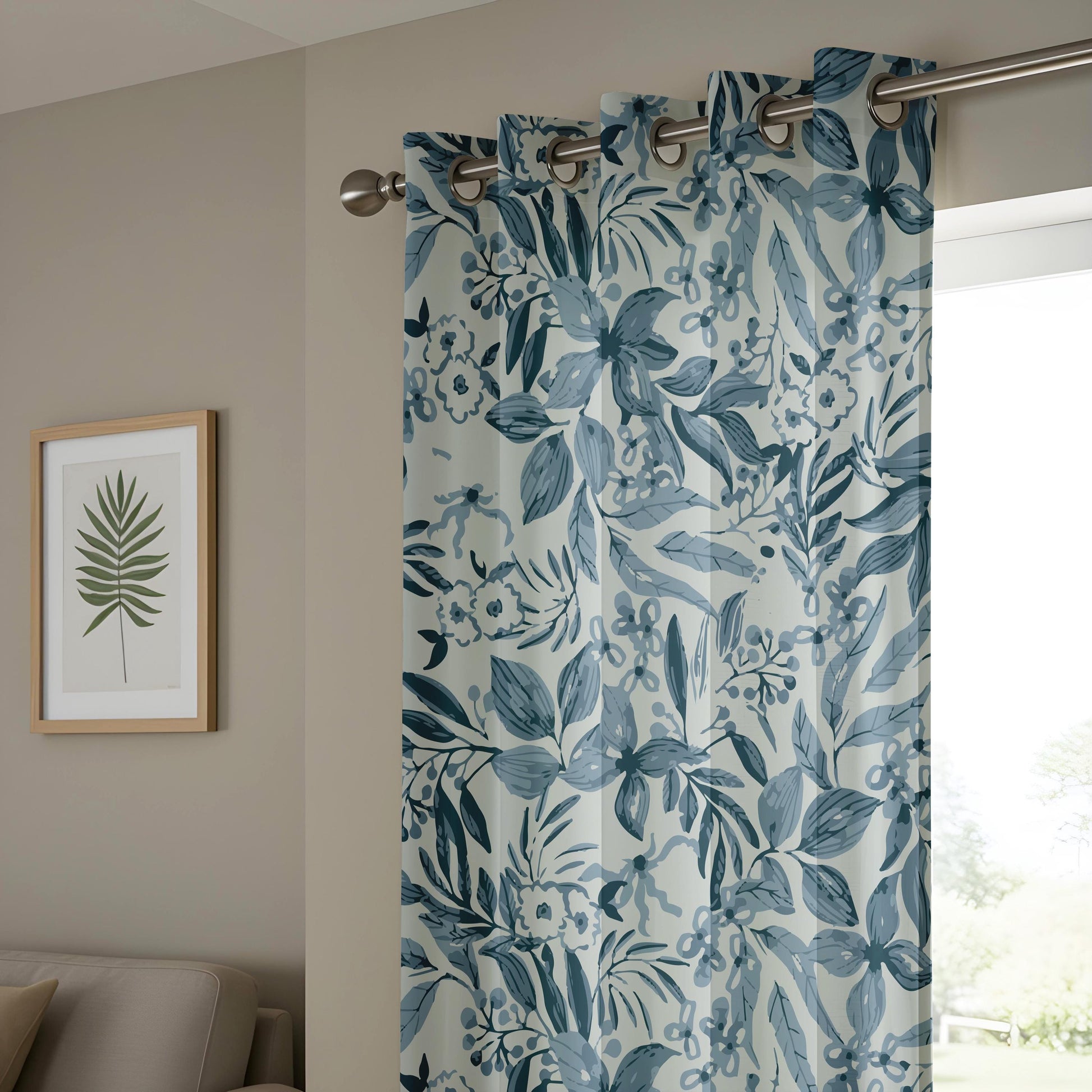 Onay Blue Floral Curtains – Botanical Garden Drapes