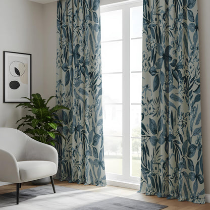 Onay Blue Floral Curtains – Botanical Garden Drapes