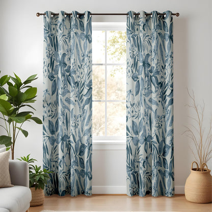 Onay Blue Floral Curtains – Botanical Garden Drapes
