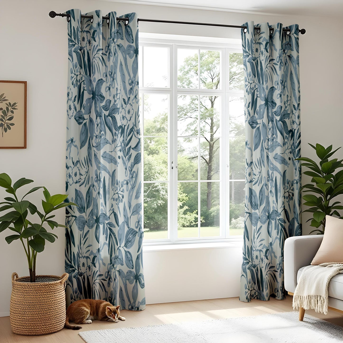 Onay Blue Floral Curtains – Botanical Garden Drapes