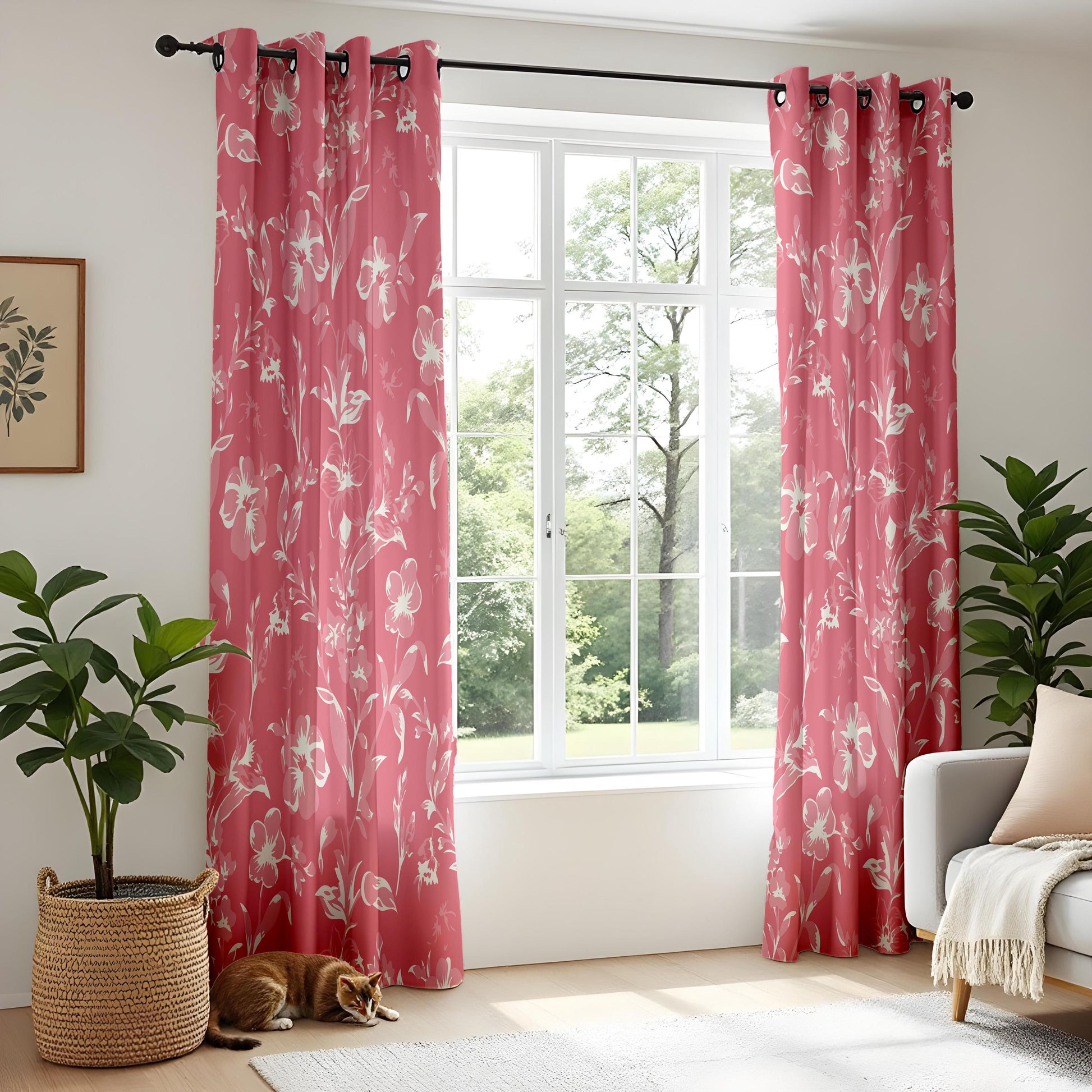 Onay Pink Floral Curtains – Bold Botanical Drapes