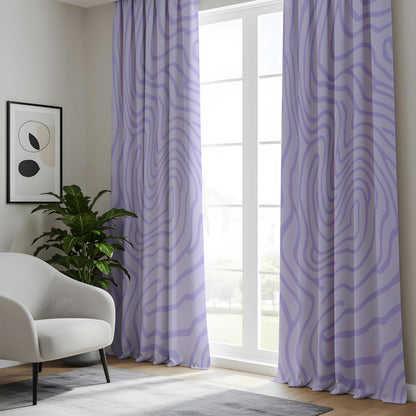 Onay Lilac Purple Wavy Line Curtains – Modern Abstract Swirl Drapes