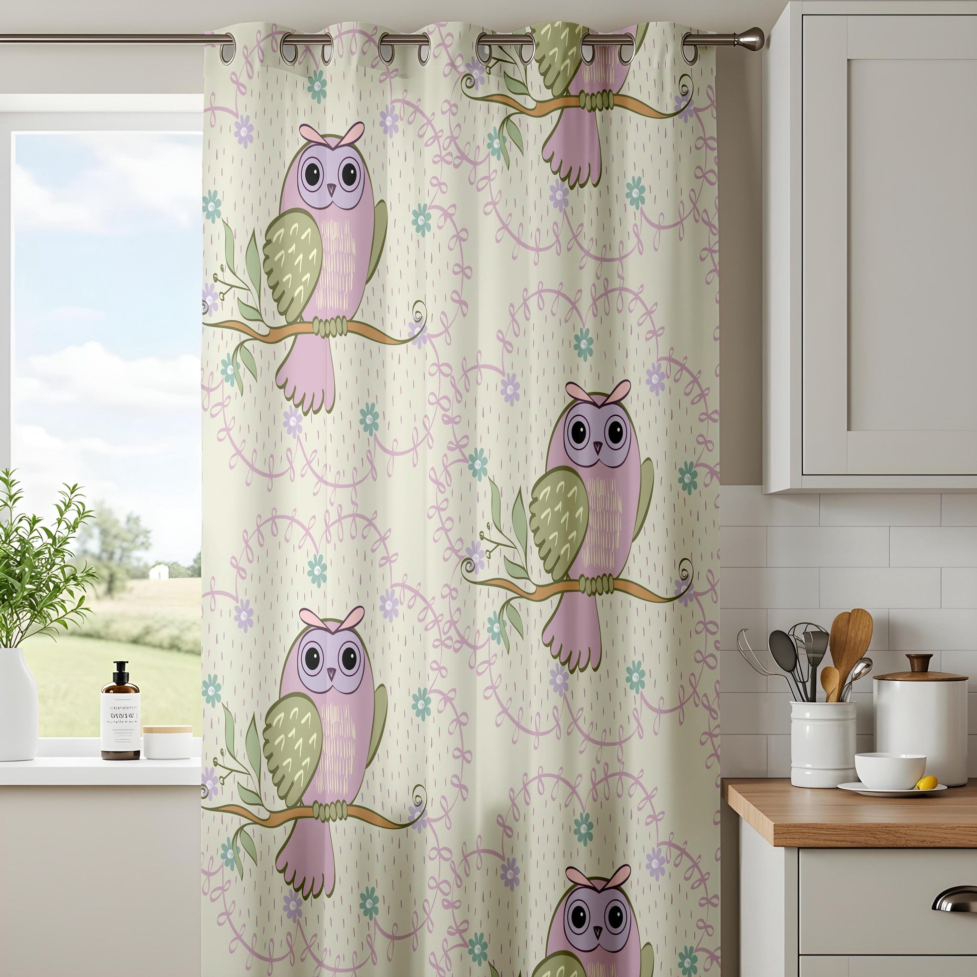 Onay Purple Owl Curtains – Whimsical Woodland Nursery Drapes