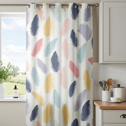 Onay Pastel Feather Print Curtains – Colorful Boho Window Drapes