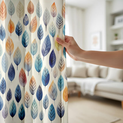 Onay Watercolor Leaf Print Curtains – Colorful Botanical Drapes