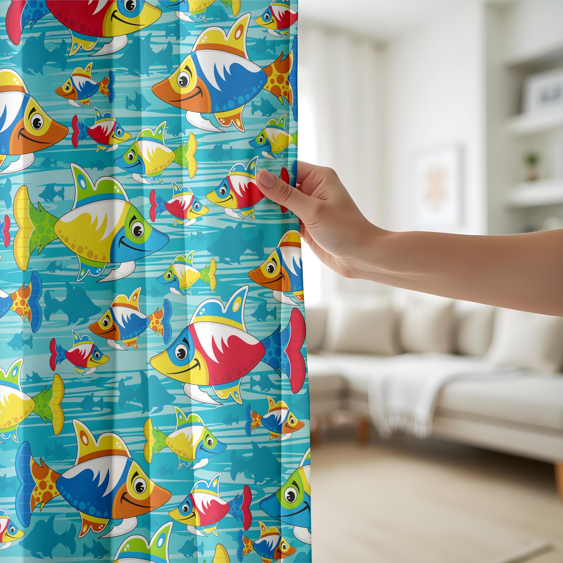 Onay Colorful Cartoon Fish Curtains – Ocean Theme Kids Bedroom Drapes