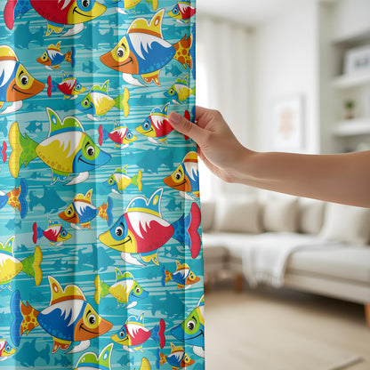 Onay Colorful Cartoon Fish Curtains – Ocean Theme Kids Bedroom Drapes