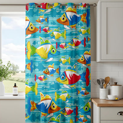 Onay Colorful Cartoon Fish Curtains – Ocean Theme Kids Bedroom Drapes