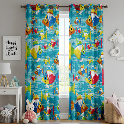Onay Colorful Cartoon Fish Curtains – Ocean Theme Kids Bedroom Drapes