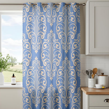 Onay French Blue Damask Curtains – Classic Victorian Medallion Drapes