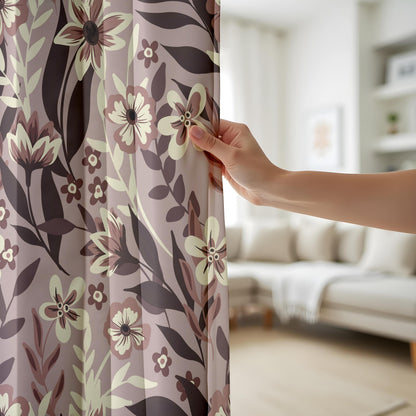 Onay Moody Brown Floral Curtains – Earth Tone Vintage Flower Drapes