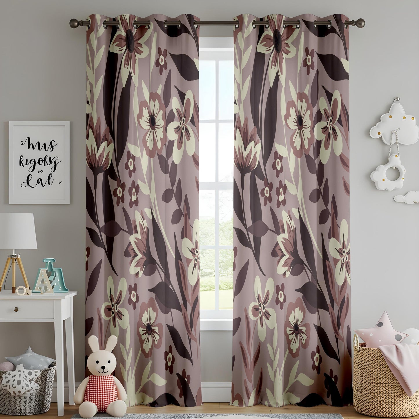 Onay Moody Brown Floral Curtains – Earth Tone Vintage Flower Drapes
