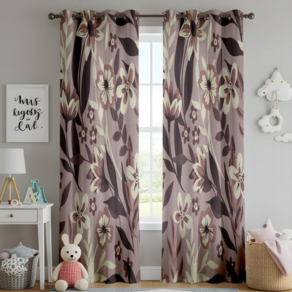 Onay Moody Brown Floral Curtains – Earth Tone Vintage Flower Drapes
