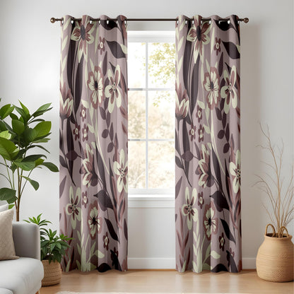Onay Moody Brown Floral Curtains – Earth Tone Vintage Flower Drapes