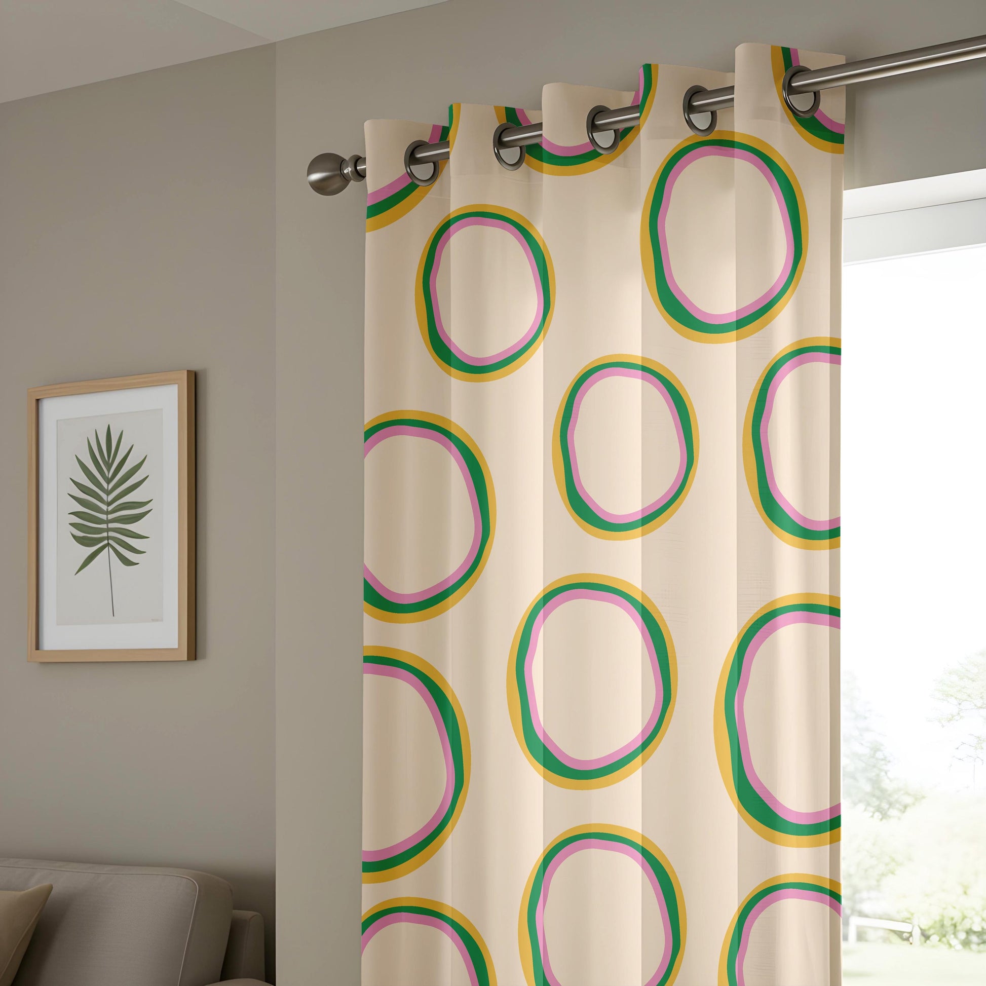Onay Retro Abstract Oval Curtains – Colorful Funky Geometric Drapes