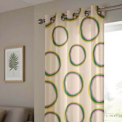 Onay Retro Abstract Oval Curtains – Colorful Funky Geometric Drapes