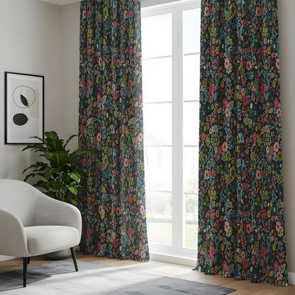 Onay Dark Floral Curtains – Colorful Moody Botanical Drapes