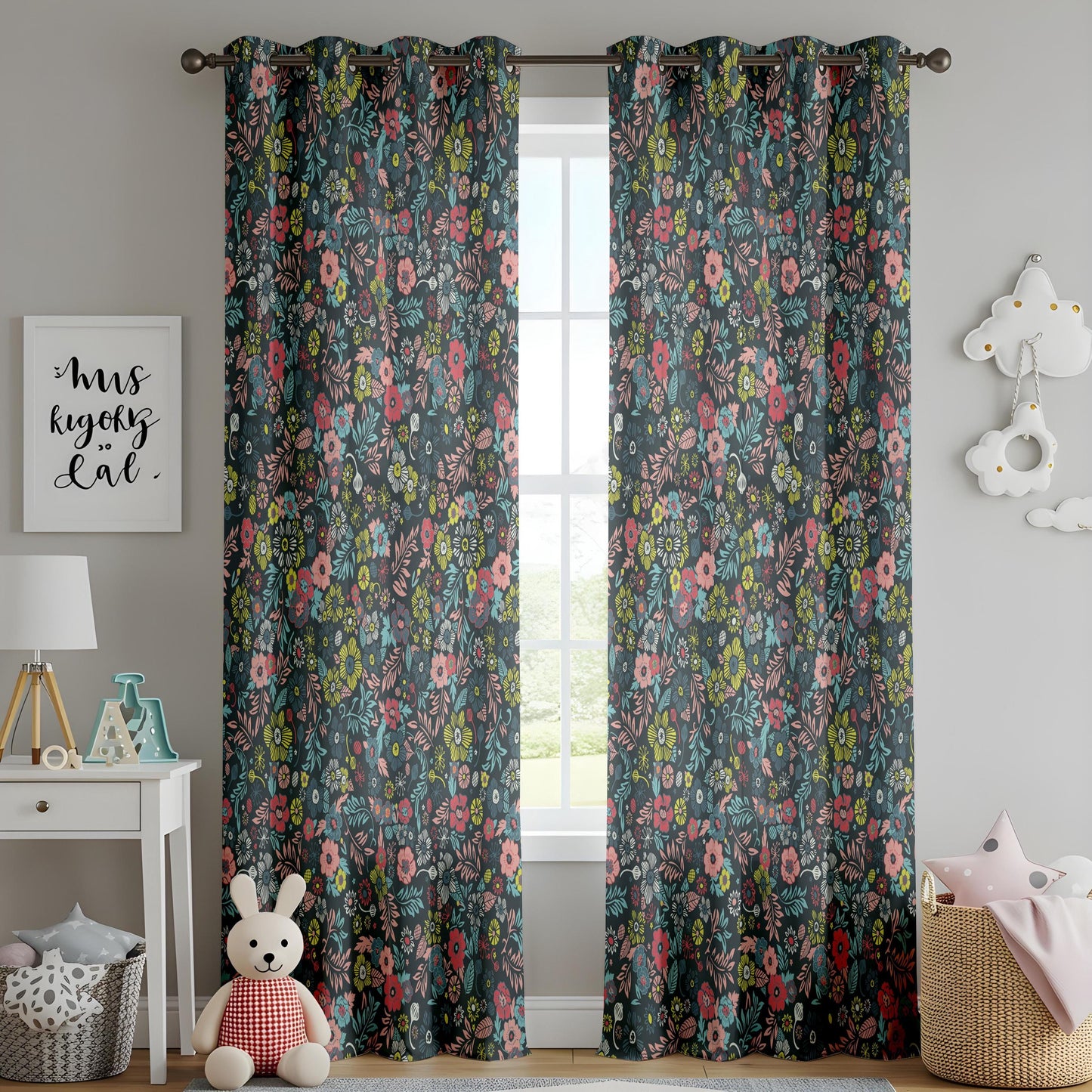 Onay Dark Floral Curtains – Colorful Moody Botanical Drapes