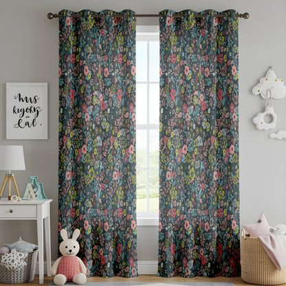 Onay Dark Floral Curtains – Colorful Moody Botanical Drapes