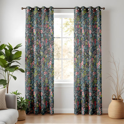 Onay Dark Floral Curtains – Colorful Moody Botanical Drapes