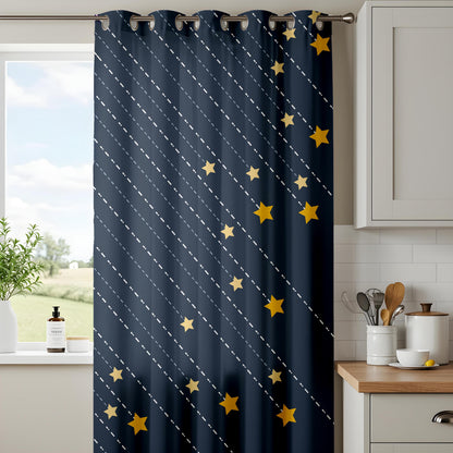 Onay Navy Blue Starry Night Curtains – Celestial Shooting Star Drapes
