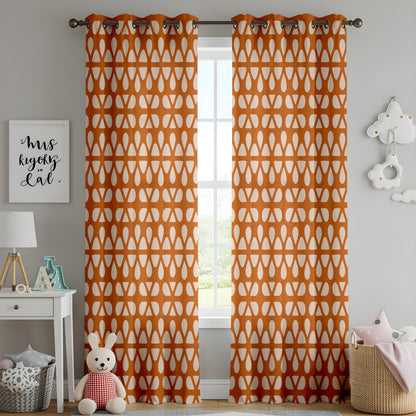 Onay Burnt Orange Geometric Curtains – Mid Century Modern Drapes