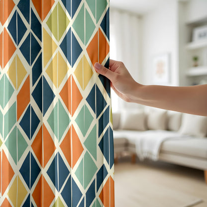 Onay Mid Century Modern Curtains – Retro Diamond Geometric Drapes