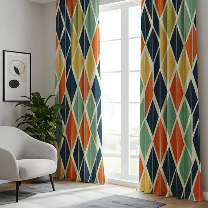Onay Mid Century Modern Curtains – Retro Diamond Geometric Drapes