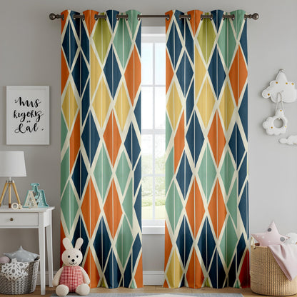 Onay Mid Century Modern Curtains – Retro Diamond Geometric Drapes