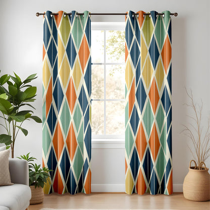 Onay Mid Century Modern Curtains – Retro Diamond Geometric Drapes