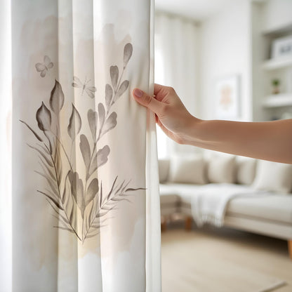 Onay Botanical Curtains – Neutral Floral Drapes