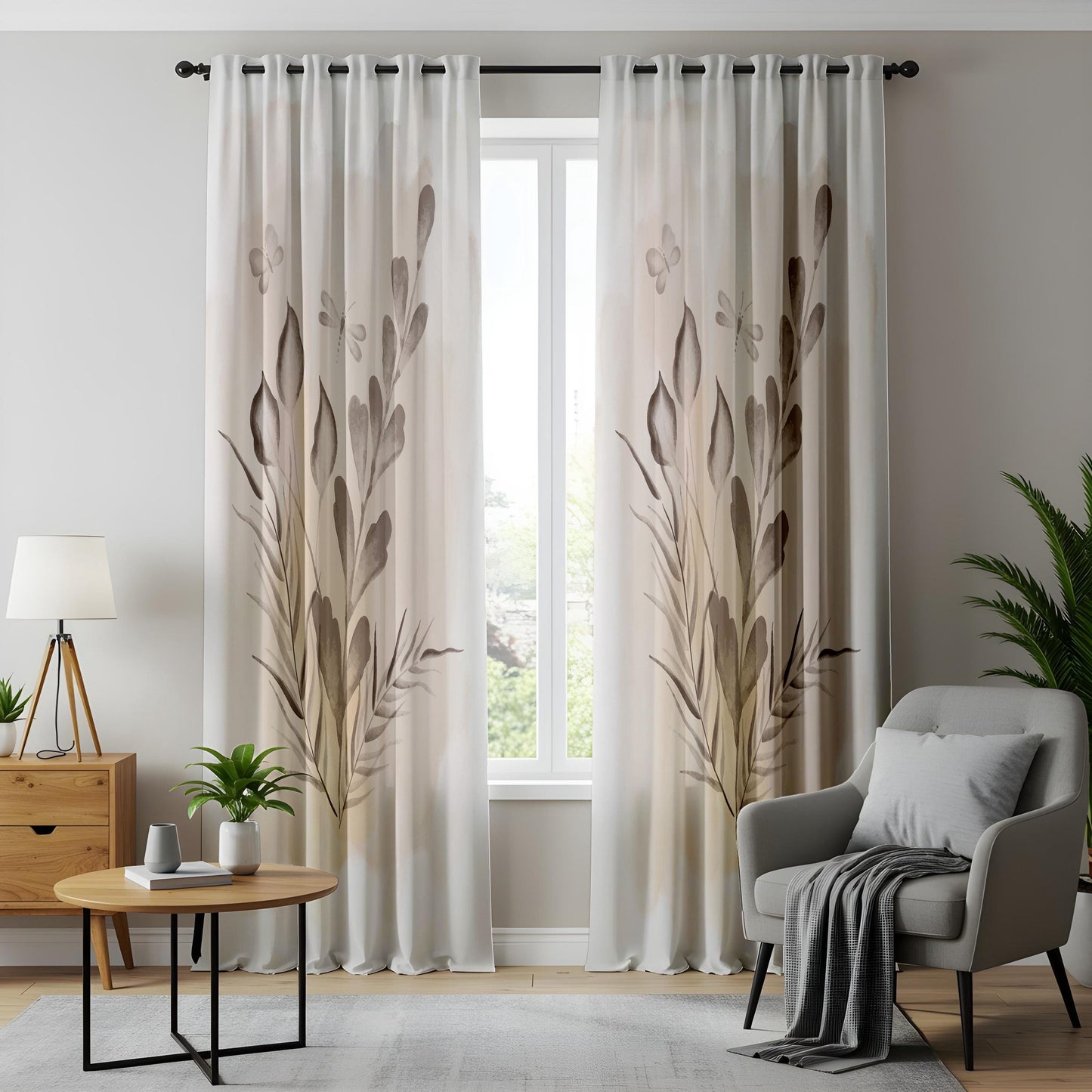 Onay Botanical Curtains – Neutral Floral Drapes