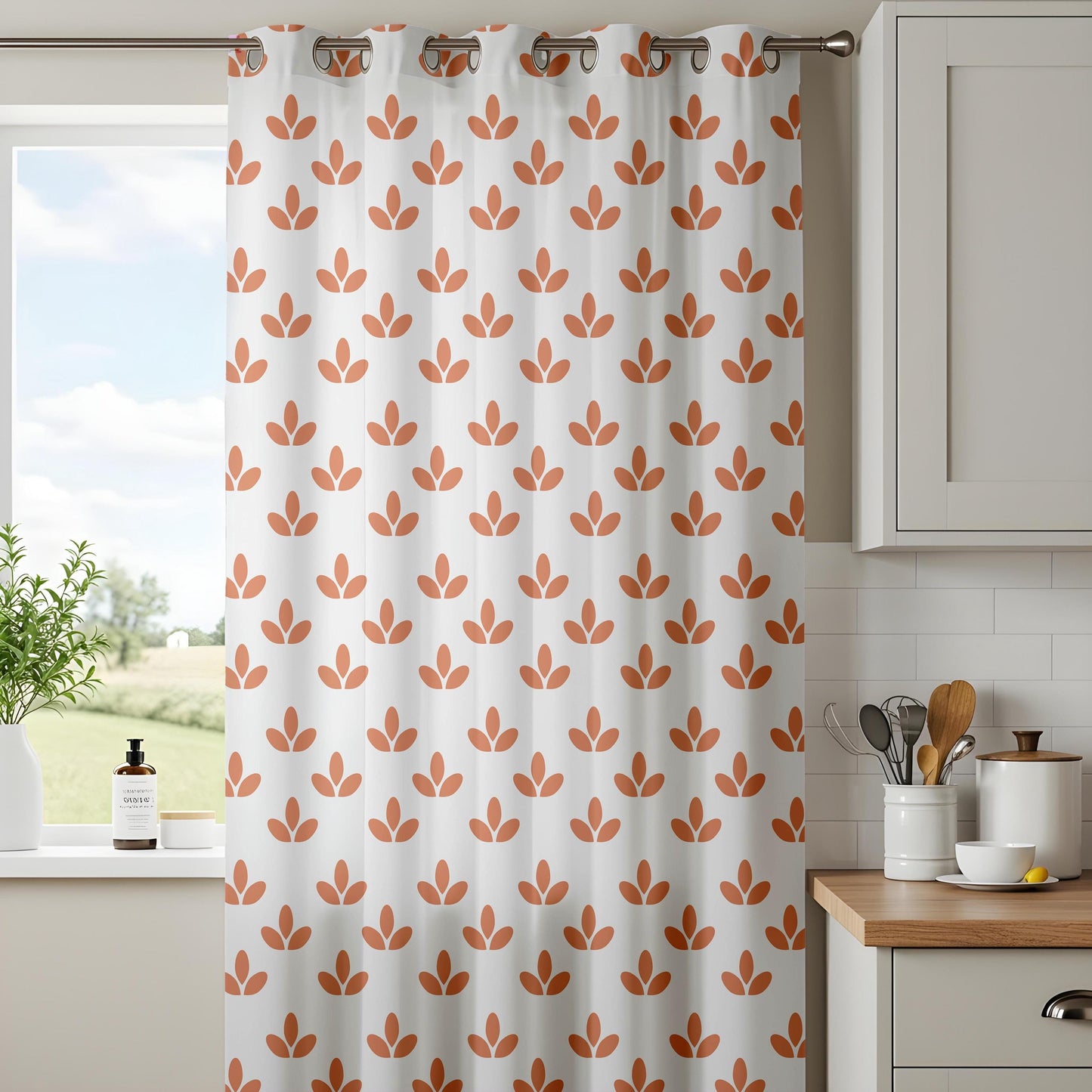 Onay Terracotta Leaf Curtains – Boho Floral Drapes