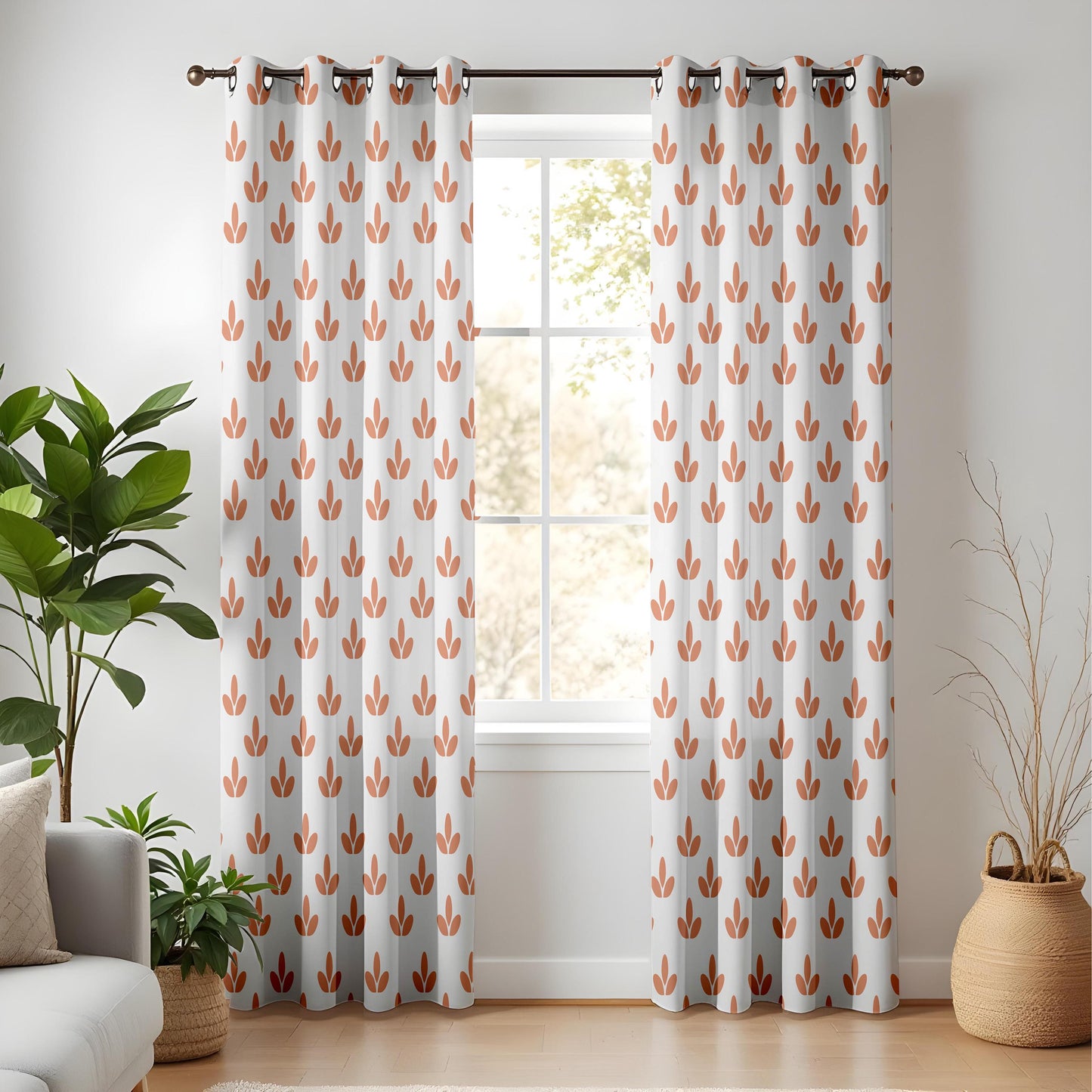 Onay Terracotta Leaf Curtains – Boho Floral Drapes