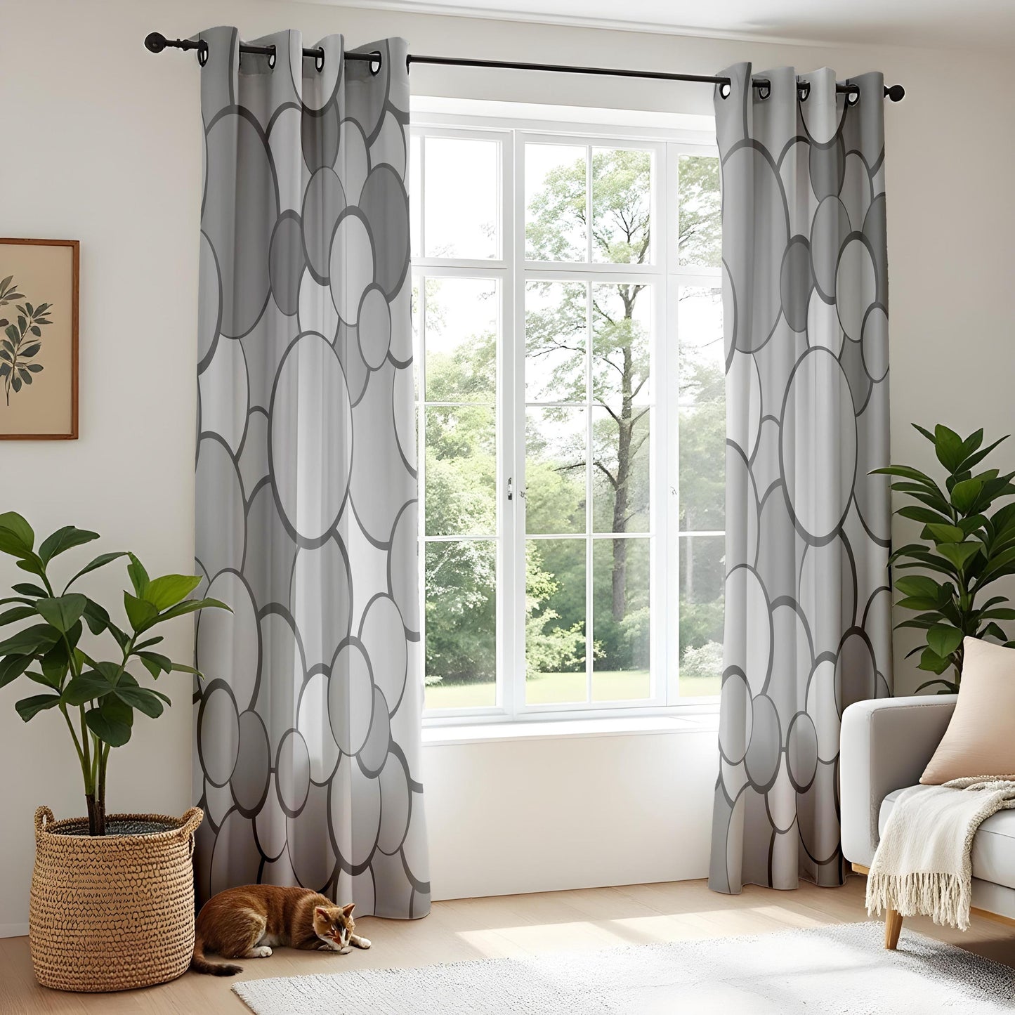 Onay Grey Circle Curtains – Bold Geometric Bubble Drapes