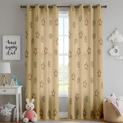Onay Boho Star Curtains – Whimsical Swirl Pattern Drapes
