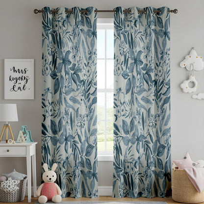 Onay Blue Floral Curtains – Botanical Garden Drapes