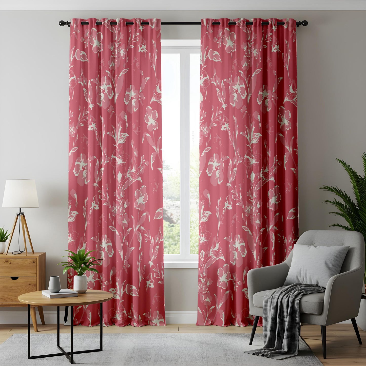 Onay Pink Floral Curtains – Bold Botanical Drapes