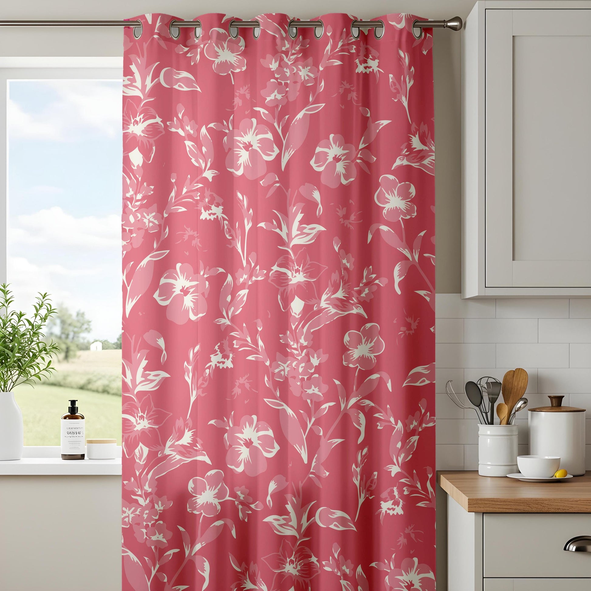 Onay Pink Floral Curtains – Bold Botanical Drapes