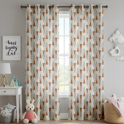 Onay Geometric Triangle Curtains – Terracotta Sage Nursery Drapes