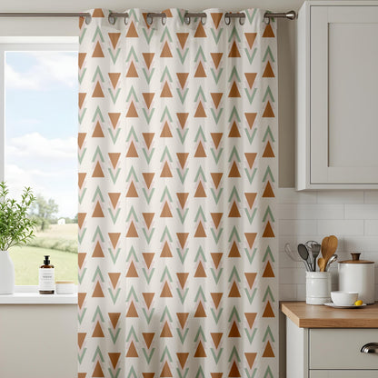 Onay Geometric Triangle Curtains – Terracotta Sage Nursery Drapes