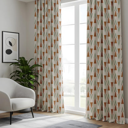 Onay Geometric Triangle Curtains – Terracotta Sage Nursery Drapes