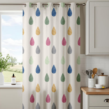Onay Colourful Raindrop Curtains – Kids Rainbow Nursery Window Drapes
