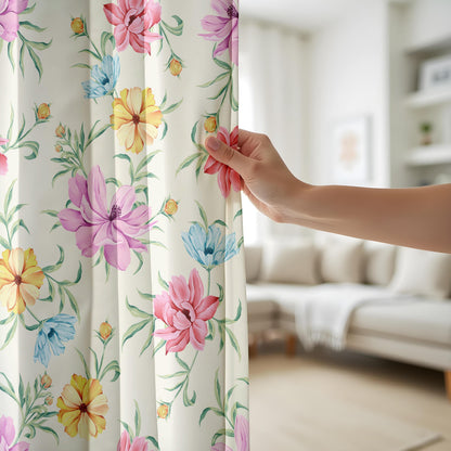 Onay Watercolour Floral Curtains – Pink Purple Botanical Kids Drapes