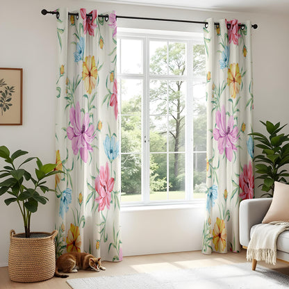 Onay Watercolour Floral Curtains – Pink Purple Botanical Kids Drapes