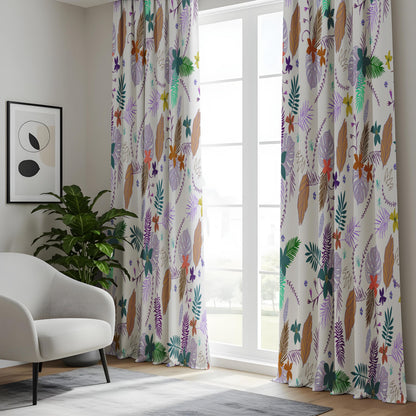Onay Boho Feather Leaf Curtains – Colourful Bohemian Kids Drapes