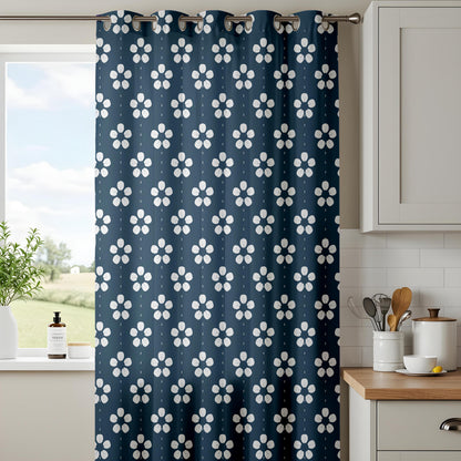 Onay Navy Fleur de Lis Curtains – Classic Pattern Kids Room Drapes